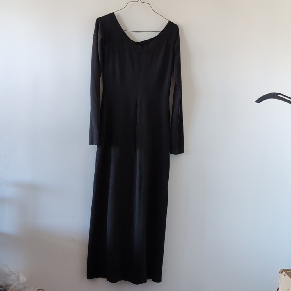 Elegant Black Long Sleeve Maxi Dress Size S